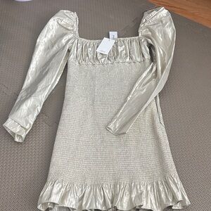 Wilfred Ballad Metallic Silver Mini Dress